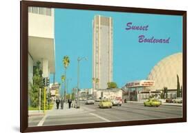 View of Sunset Boulevard, Hollywood, California-null-Framed Art Print