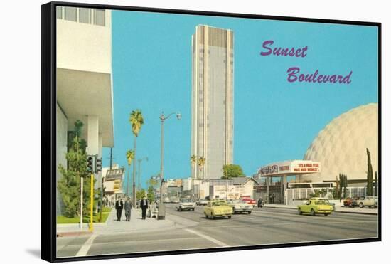 View of Sunset Boulevard, Hollywood, California-null-Framed Stretched Canvas