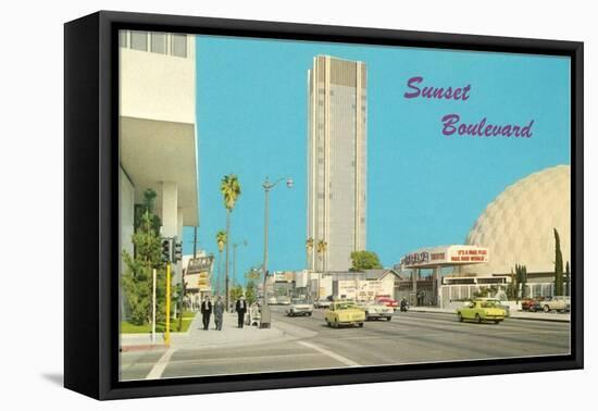 View of Sunset Boulevard, Hollywood, California-null-Framed Stretched Canvas