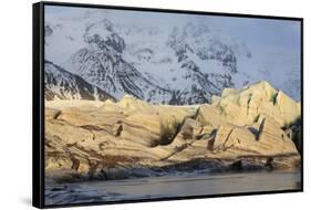 View Of Svinafellsjokull Glacier At Sunset. Vatnajokull National Park. Iceland-Oscar Dominguez-Framed Stretched Canvas