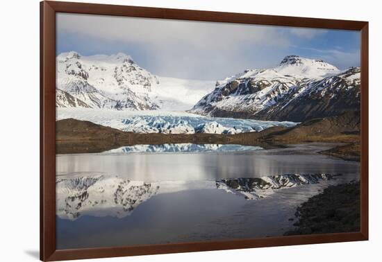 View Of Svinafellsjokull Glacier With Reflections. Vatnajokull National Park. Iceland-Oscar Dominguez-Framed Photographic Print