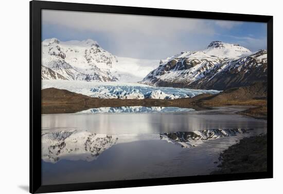 View Of Svinafellsjokull Glacier With Reflections. Vatnajokull National Park. Iceland-Oscar Dominguez-Framed Photographic Print