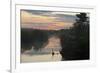 View of swamp habitat at sunrise, with tourists on path, Anhinga Trail, Everglades-David Tipling-Framed Photographic Print