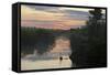 View of swamp habitat at sunrise, with tourists on path, Anhinga Trail, Everglades-David Tipling-Framed Stretched Canvas