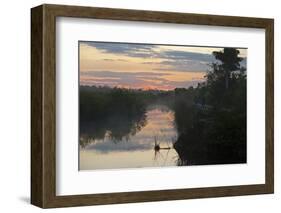 View of swamp habitat at sunrise, with tourists on path, Anhinga Trail, Everglades-David Tipling-Framed Photographic Print