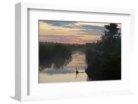 View of swamp habitat at sunrise, with tourists on path, Anhinga Trail, Everglades-David Tipling-Framed Photographic Print