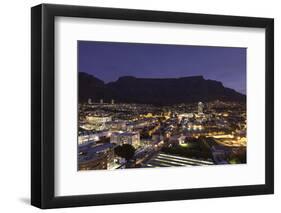 View of Table Mountain at dusk, Cape Town, Western Cape, South Africa, Africa-Ian Trower-Framed Photographic Print