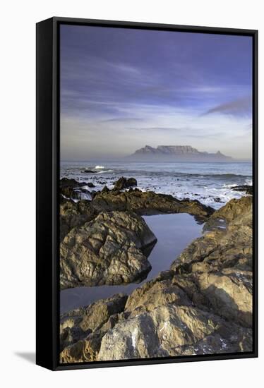 View of Table Mountain from Bloubergstrand, Cape Town, Western Cape, South Africa, Africa-Ian Trower-Framed Stretched Canvas