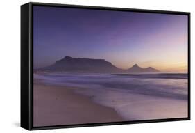 View of Table Mountain from Milnerton Beach at sunset, Cape Town, Western Cape, South Africa, Afric-Ian Trower-Framed Stretched Canvas