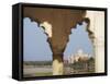 View of Taj Mahal From Agra Fort, UNESCO World Heritage Site, Agra, Uttar Pradesh, India, Asia-Ian Trower-Framed Stretched Canvas