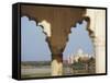 View of Taj Mahal From Agra Fort, UNESCO World Heritage Site, Agra, Uttar Pradesh, India, Asia-Ian Trower-Framed Stretched Canvas