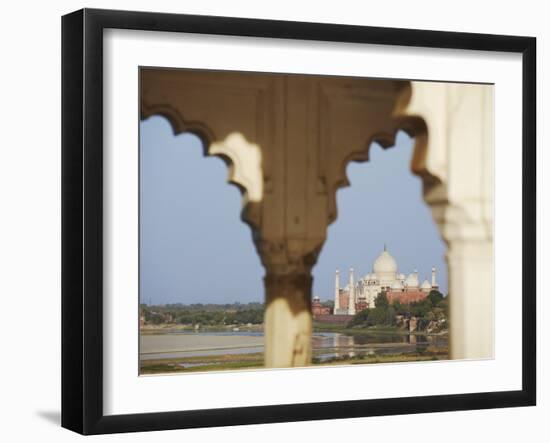 View of Taj Mahal From Agra Fort, UNESCO World Heritage Site, Agra, Uttar Pradesh, India, Asia-Ian Trower-Framed Photographic Print