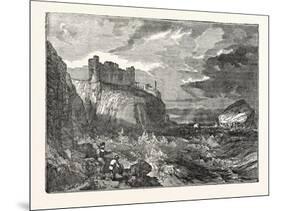 View of Tantallon Castle with the Bass Rock in the Distance-null-Mounted Giclee Print