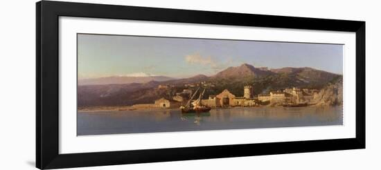 View of Taormina, Sicily, with Mount Etna in the Background, 1868-Alessandro La Volpe-Framed Giclee Print