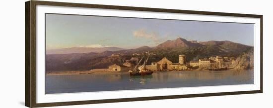 View of Taormina, Sicily, with Mount Etna in the Background, 1868-Alessandro La Volpe-Framed Giclee Print