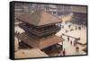 View of Taumadhi Tole, Bhaktapur, UNESCO World Heritage Site, Kathmandu Valley, Nepal, Asia-Ian Trower-Framed Stretched Canvas