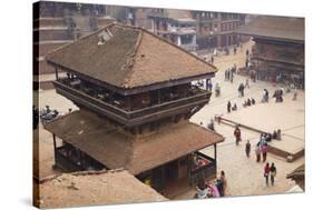 View of Taumadhi Tole, Bhaktapur, UNESCO World Heritage Site, Kathmandu Valley, Nepal, Asia-Ian Trower-Stretched Canvas