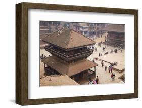 View of Taumadhi Tole, Bhaktapur, UNESCO World Heritage Site, Kathmandu Valley, Nepal, Asia-Ian Trower-Framed Photographic Print