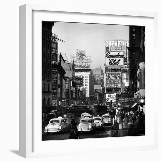 View of Taxi and Traffic Congestion on Broadway Looking North from 45th Street-Andreas Feininger-Framed Photographic Print