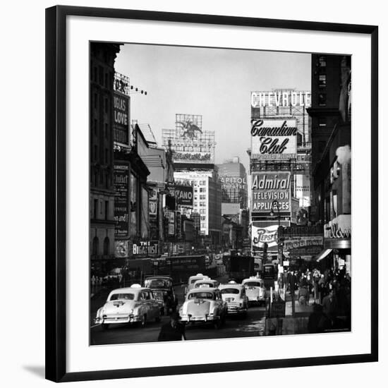 View of Taxi and Traffic Congestion on Broadway Looking North from 45th Street-Andreas Feininger-Framed Photographic Print