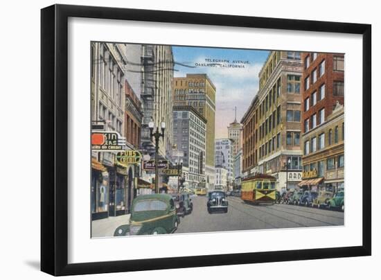 View of Telegraph Ave - Oakland, CA-Lantern Press-Framed Art Print