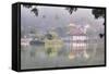 View of Temple across Kandy Lake-Jon Hicks-Framed Stretched Canvas