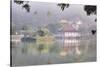 View of Temple across Kandy Lake-Jon Hicks-Stretched Canvas