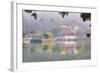 View of Temple across Kandy Lake-Jon Hicks-Framed Photographic Print