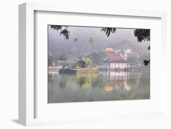 View of Temple across Kandy Lake-Jon Hicks-Framed Photographic Print