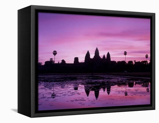 View of Temple at Dawn, Angkor Wat, Siem Reap, Cambodia-Walter Bibikow-Framed Stretched Canvas