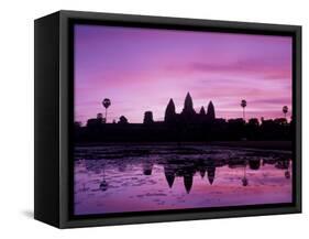 View of Temple at Dawn, Angkor Wat, Siem Reap, Cambodia-Walter Bibikow-Framed Stretched Canvas