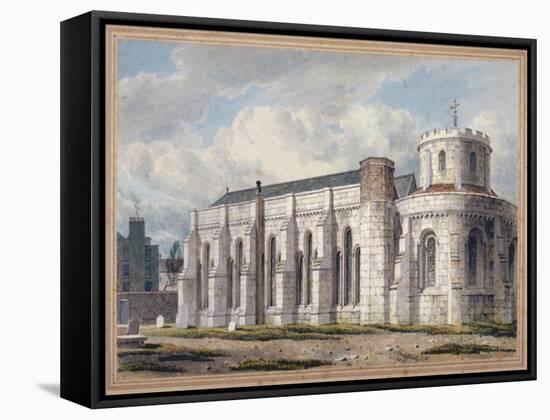 View of Temple Church from across the graveyard, City of London, 1811-George Shepherd-Framed Stretched Canvas