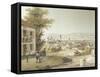 View of Teplitz, Czech Republic 19th Century Print in Color-null-Framed Stretched Canvas