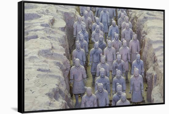 View of Terracotta Warriors in the Tomb Museum, Xi'an, Shaanxi Province-Frank Fell-Framed Stretched Canvas