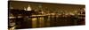 View of Thames River from Waterloo Bridge at Night, London, England-null-Stretched Canvas