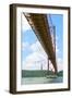 View of the 25 De Abril Bridge and Christ the King Statue from the North Bank of Tejo River-null-Framed Photographic Print