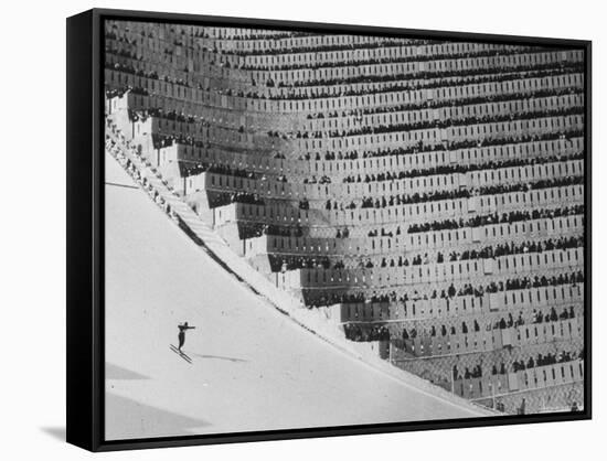 View of the 90 Meter Ski Jump During the 1972 Olympics-John Dominis-Framed Stretched Canvas