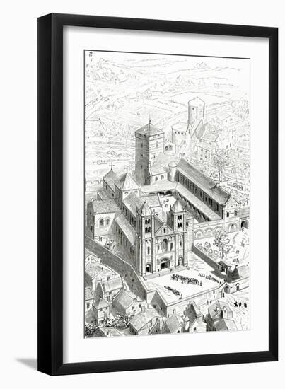 View of the Abbey of Cluny and the Carolingian Cathedral-Eugene Emmanuel Viollet-le-Duc-Framed Giclee Print