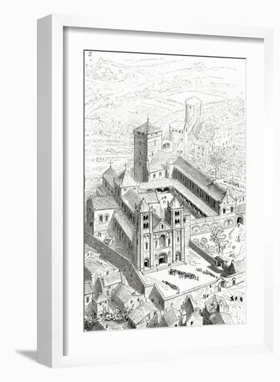 View of the Abbey of Cluny and the Carolingian Cathedral-Eugene Emmanuel Viollet-le-Duc-Framed Giclee Print