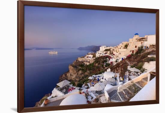 View of the Aegean Sea from the Typical Greek Village of Oia at Dusk, Santorini, Cyclades-Roberto Moiola-Framed Photographic Print