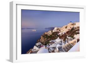 View of the Aegean Sea from the Typical Greek Village of Oia at Dusk, Santorini, Cyclades-Roberto Moiola-Framed Photographic Print