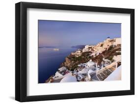 View of the Aegean Sea from the Typical Greek Village of Oia at Dusk, Santorini, Cyclades-Roberto Moiola-Framed Photographic Print