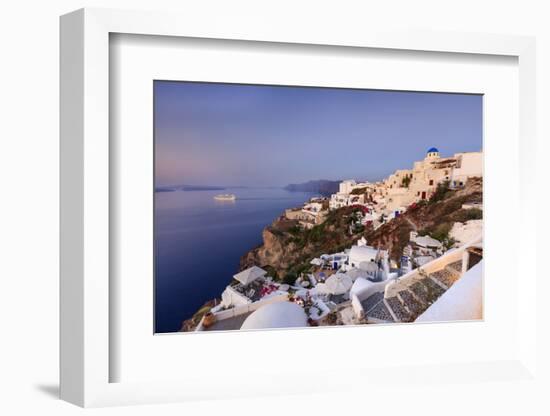 View of the Aegean Sea from the Typical Greek Village of Oia at Dusk, Santorini, Cyclades-Roberto Moiola-Framed Photographic Print