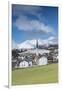 View of the alpine village of Zuoz surrounded by snowy peaks in spring, Maloja, Canton of Graubunde-Roberto Moiola-Framed Photographic Print