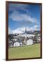 View of the alpine village of Zuoz surrounded by snowy peaks in spring, Maloja, Canton of Graubunde-Roberto Moiola-Framed Photographic Print