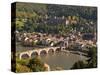 View of the Alte Brucke (Old Bridge), Neckar River Heidelberg Castle and Old Town from the Philosop-Michael DeFreitas-Stretched Canvas