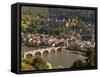 View of the Alte Brucke (Old Bridge), Neckar River Heidelberg Castle and Old Town from the Philosop-Michael DeFreitas-Framed Stretched Canvas