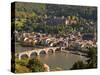 View of the Alte Brucke (Old Bridge), Neckar River Heidelberg Castle and Old Town from the Philosop-Michael DeFreitas-Stretched Canvas