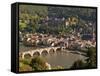 View of the Alte Brucke (Old Bridge), Neckar River Heidelberg Castle and Old Town from the Philosop-Michael DeFreitas-Framed Stretched Canvas