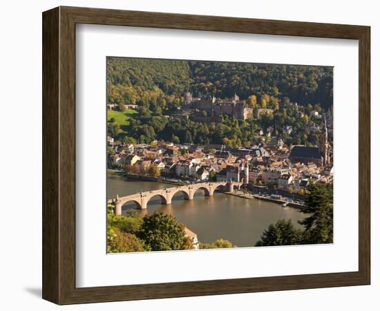 View of the Alte Brucke (Old Bridge), Neckar River Heidelberg Castle and Old Town from the Philosop-Michael DeFreitas-Framed Photographic Print